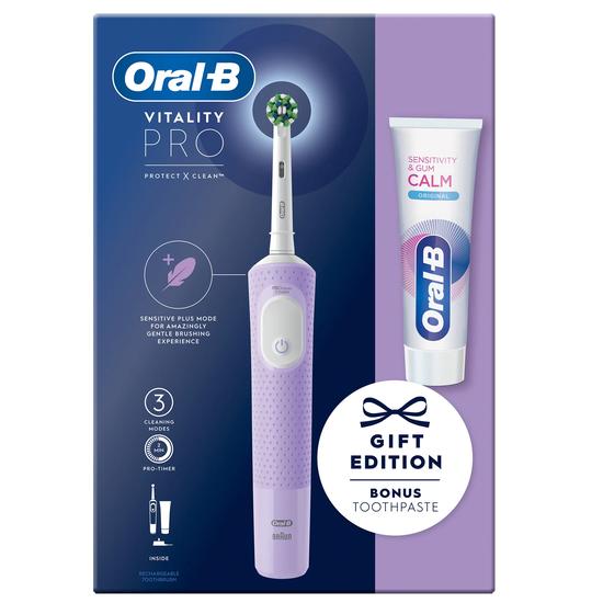 Oral B Vitality Pro Purple Electric Toothbrush & Toothpaste 75ml