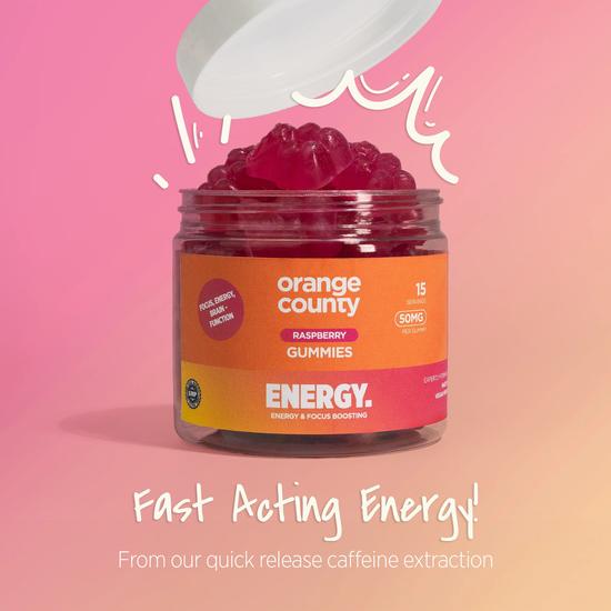 Orange County Wellbeing Energy Caffeine Raspberry Gummies 60g