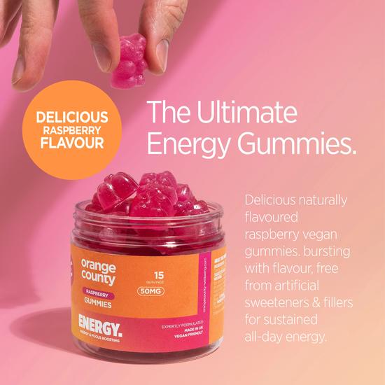 Orange County Wellbeing Energy Caffeine Raspberry Gummies 60g