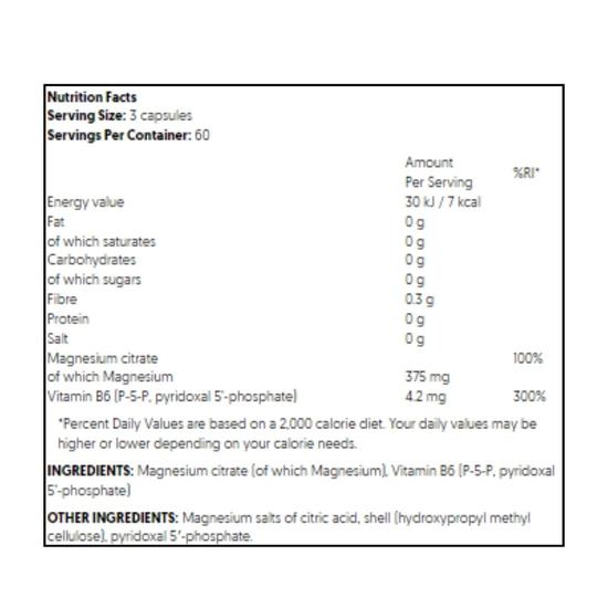 Osavi Magnesium Citrate + B6 375mg + 4.2mg Capsules 90 Capsules