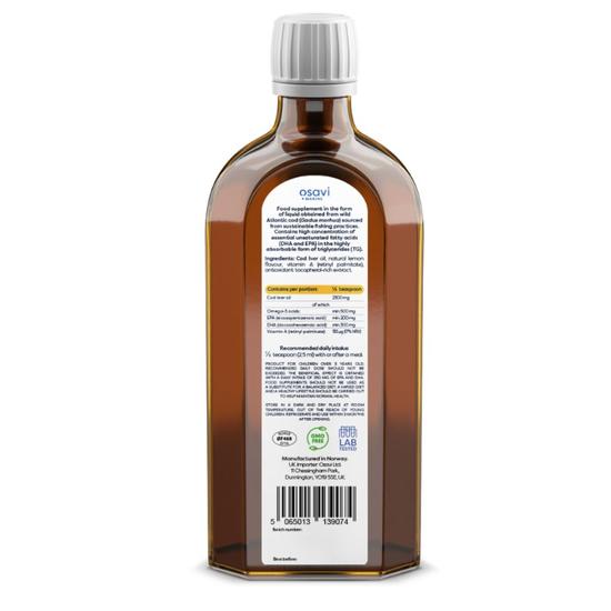 Osavi Norwegian Cod Liver Oil Kids 500mg Omega 3lemon 500ml