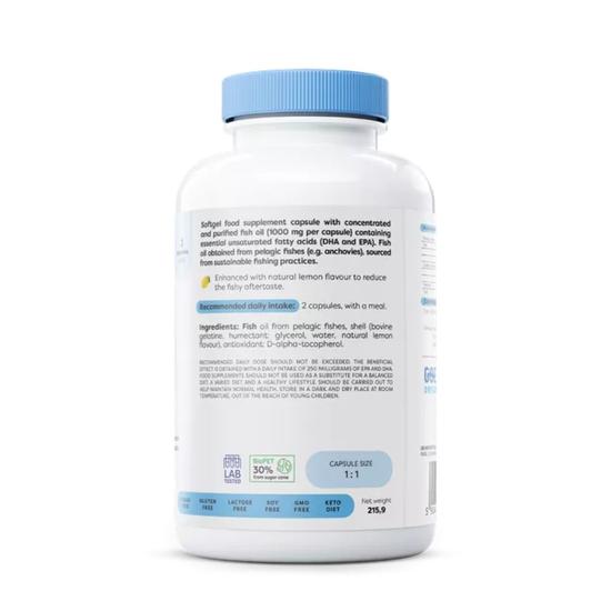Osavi Omega-3 Fish Oil Molecularly Distilled 1000mg Lemon Softgels 60 Softgels