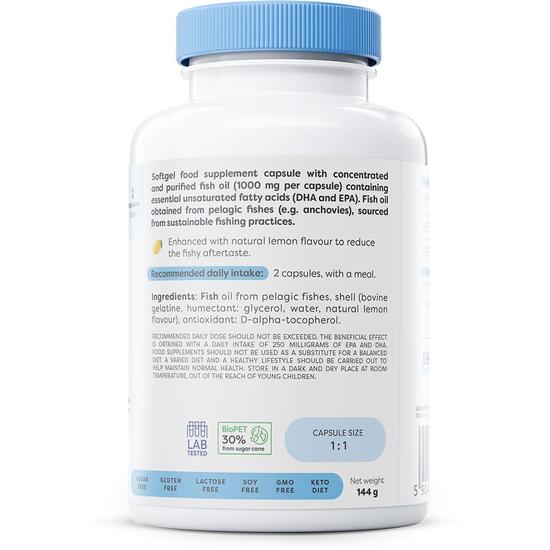 Osavi Omega-3 Fish Oil Molecularly Distilled 1000mg Softgels Lemon Flavour 120 Softgels