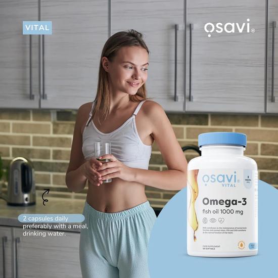 Osavi Omega-3 Fish Oil Molecularly Distilled 1000mg Softgels Lemon Flavour 120 Softgels