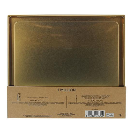 Paco Rabanne 1 Million Eau De Toilette 100ml + 10ml Travel Spray Gift Set 100ml