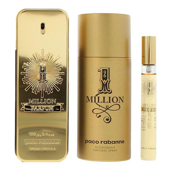 Paco Rabanne 1 Million Parfum 100ml, 10ml + Deodorant Spray Gift Set For Him 100ml