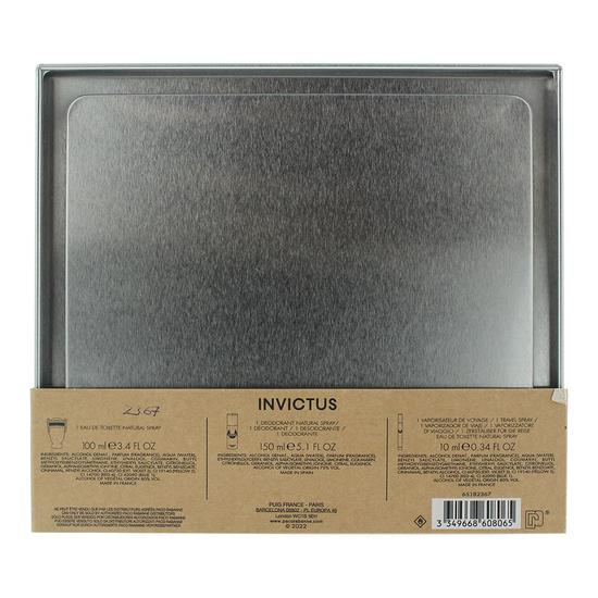 Paco Rabanne Invictus Eau De Toilette 100ml, 10ml + Deodorant Spray Gift Set Him 100ml