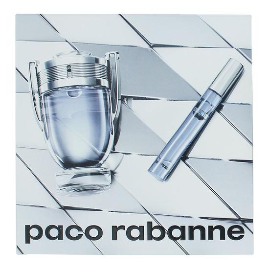 Paco Rabanne Invictus Eau De Toilette 100ml + 10ml Travel Spray Gift Set For Him 100ml