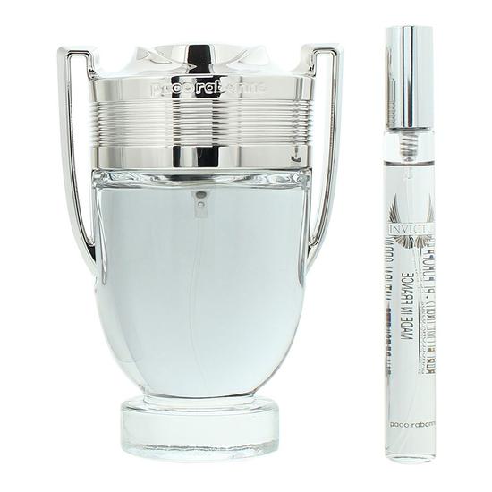 Paco Rabanne Invictus Eau De Toilette 100ml + 10ml Travel Spray Gift Set For Him 100ml