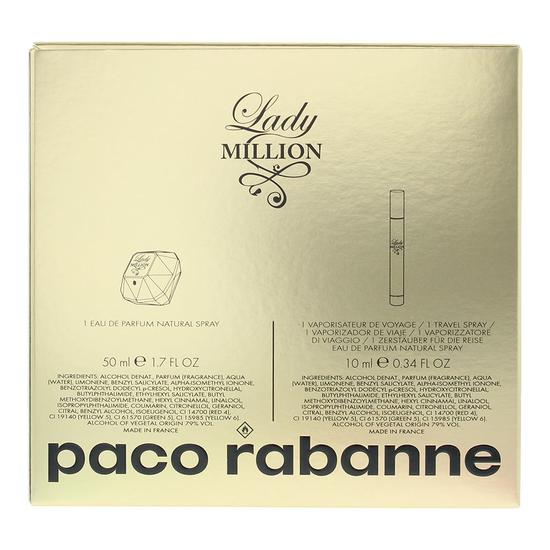 Paco Rabanne Lady Million Eau De Parfum 50ml + Eau De Parfum 10ml Gift Set 50ml