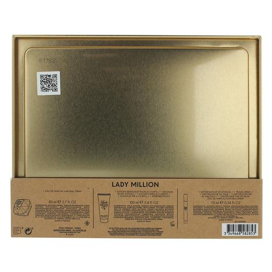 Paco Rabanne Lady Million Eau De Parfum 80ml, 10ml + Body Lotion Gift Set Her 80ml