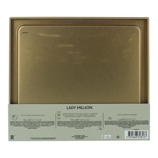 Paco Rabanne Lady Million Lady Million Eau De Parfum 80ml, 5ml + Body Lotion 100ml Gift Set 80ml