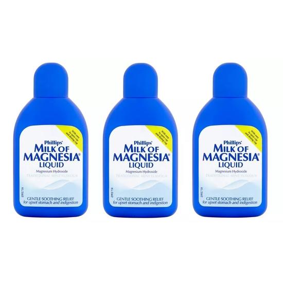 Philips Milk Of Magnesia Liquid Mint Flavour Gentle Soothing Relief 3 Pack