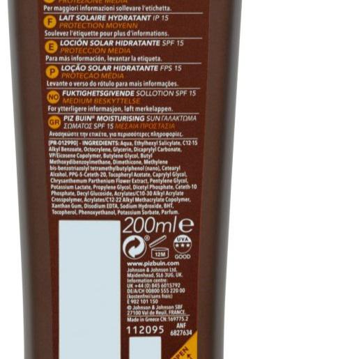 Piz Buin Moisturising Sun Lotion SPF15 200ml