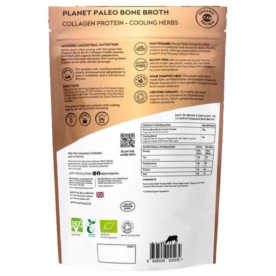 Planet Paleo Organic Bone Broth Collagen Protein Cooling Herbs 225g