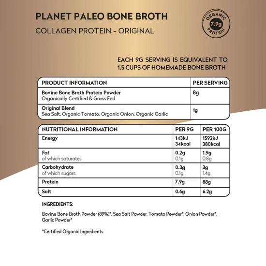 Planet Paleo Organic Bone Broth Collagen Protein Original 225g
