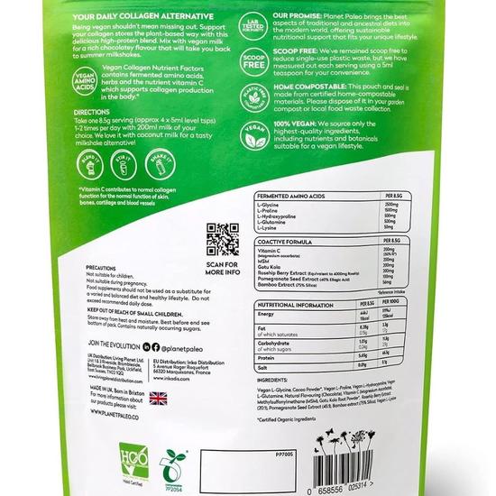 Planet Paleo Vegan Collagen Factors Chocolate Powder 255g