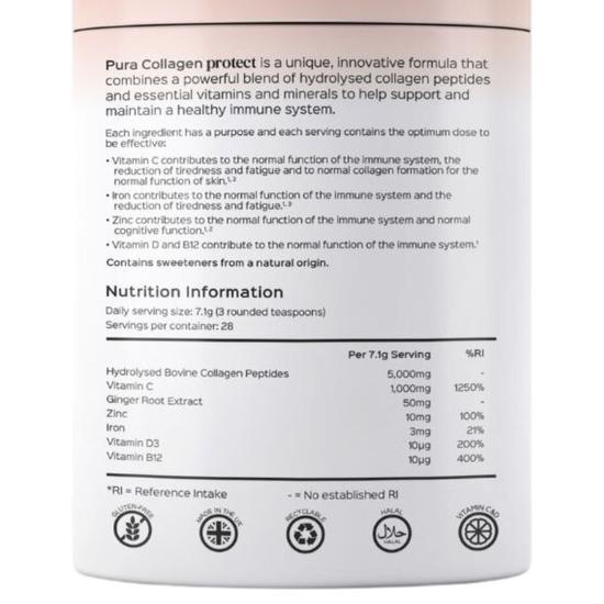 Pura Collagen Protect Advanced Collagen Formula Orange & Ginger 200g