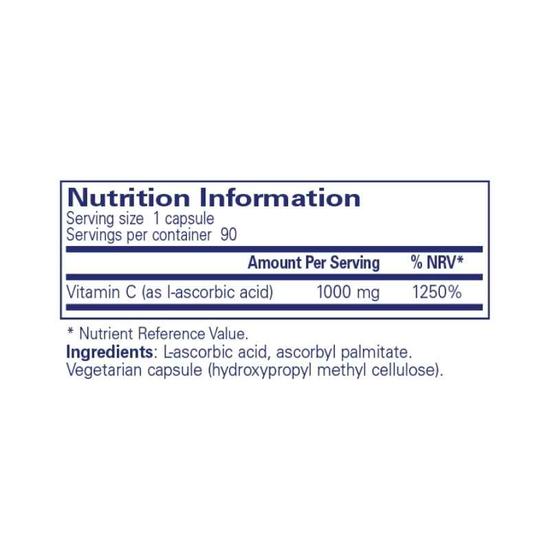 Pure Encapsulations Ascorbic Acid Capsules 90 Capsules