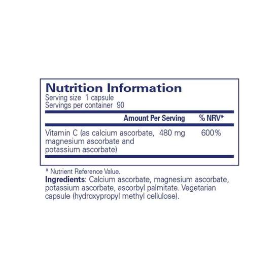 Pure Encapsulations Buffered Ascorbic Acid Capsules 90 Capsules