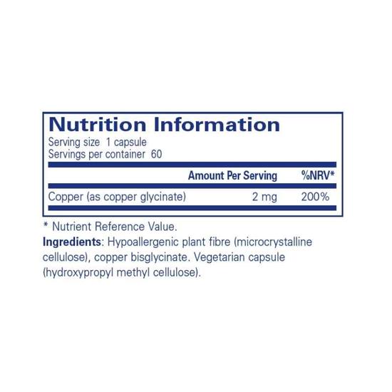 Pure Encapsulations Copper Glycinate Capsules 60 Capsules