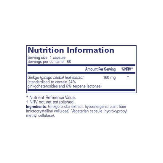Pure Encapsulations Ginkgo 50 160mg Capsules 60 Capsules