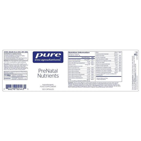 Pure Encapsulations PreNatal Nutrients Capsules 120 Capsules