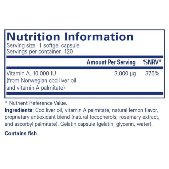 Pure Encapsulations Vitamin A 10, 000iu Capsules 120 Capsules