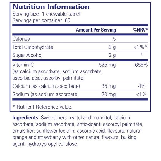 Pure Encapsulations Vitamin C Chewable Tablets 60 Tablets