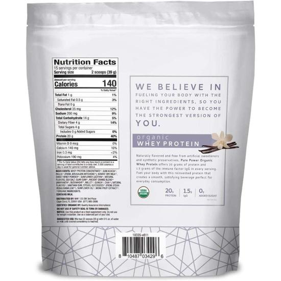 Pure Power Organic Whey Protein Vanilla 570g