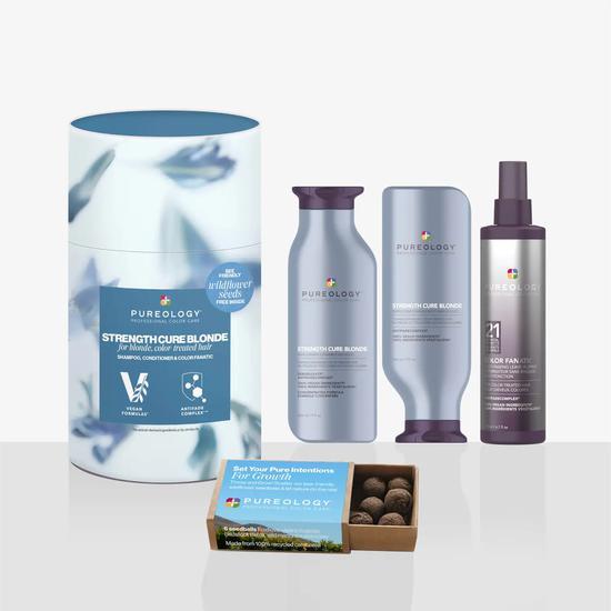 Pureology Strength Cure Blonde Gift Set Strength Cure Blonde Shampoo + Conditioner + Colour Fanatic Spray