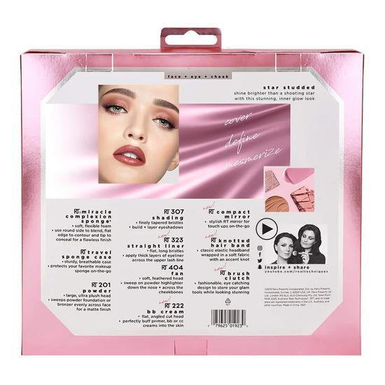 Real Techniques Star Studded Full Face Makeup Brush Set With Clutch, Hairband & Compact Mirror