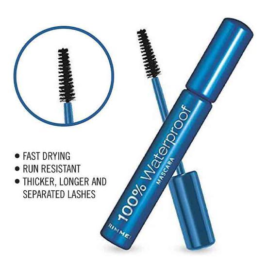 Rimmel 100% Waterproof Mascara 001 Black Black