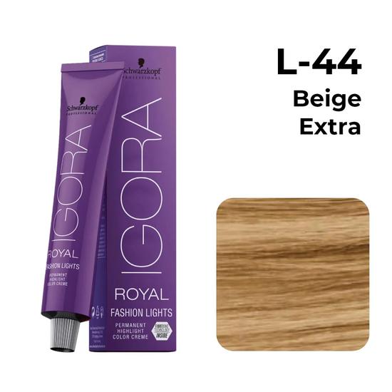 Schwarzkopf Igora Royal Fashion Lights Permanent Highlight Colour Creme 60ml / L 44 Beige Extra