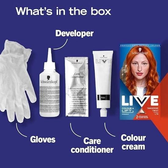 Schwarzkopf Live Colour + Lift Permanent Colour Hair Dye, L74 Tangerine Twist