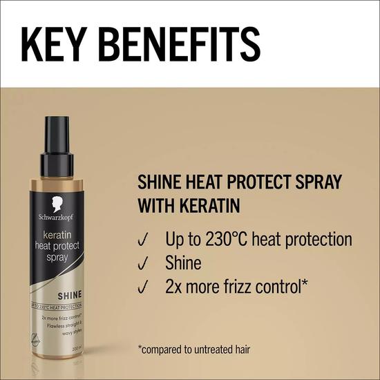 Schwarzkopf Styling Keratin Heat Protection Hairspray, Frizz Control 200ml
