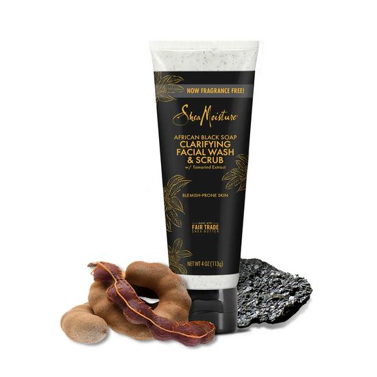 Shea Moisture African Black Soap Clarifying Facial Wash & Scrub 113g
