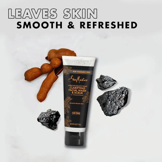 Shea Moisture African Black Soap Clarifying Facial Wash & Scrub 113g