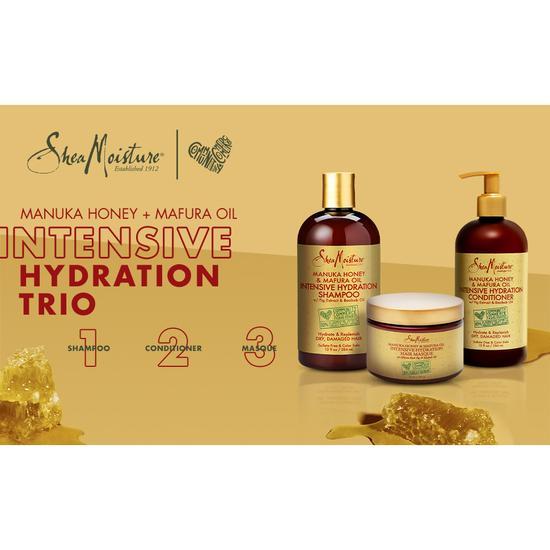 Shea Moisture Manuka Honey & Mafura Oil Intensive Hydration Trio 300ml Shampoo, 300ml Conditioner & 354ml Masque
