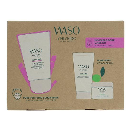 Shiseido Waso Invisible Pore Care Gift Set Moisturiser, Cleanser, Scrub Mask 80ml