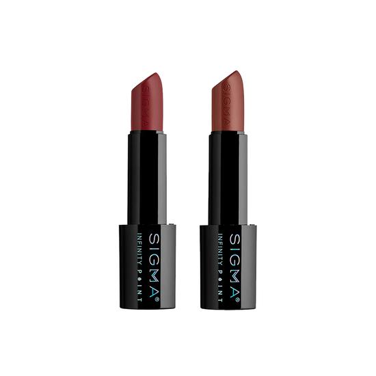 Sigma Beauty Dark Timeless Beauty Lip Set Red Velvet - Deep baked red nude INFINITY POINT LIPSTICK + Scarlet - Rich scarlet red INFINITY POINT LIPSTICK