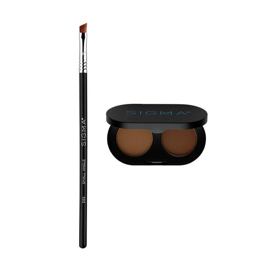 Sigma Beauty Feathered & Flawless Brow Set E65 SMALL ANGLE BRUSH + Dark Brow COLOR + SHAPE BROW POWDER DUO