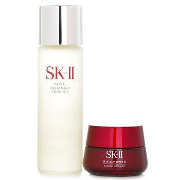 SK-II Ageless Beauty Essentials Set: R.N.A. Power Moisturising Cream 80ml + Facial Treatment Essence 230ml 2pcs