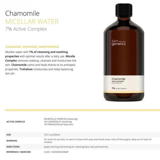 Skin Generics Micellar Water Chamomile 7% Active Complex 250ml
