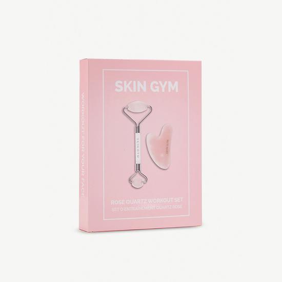 Skin Gym Rose Quartz Workout Set Facial Roller & Gua Sha Sculpty Tool