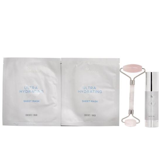 Skin Medica Radiance Infusion Ultra Hydrating Ritual Set: HA Rejuvenating Hydrator + Ultra Hydrating Sheet Mask 2pcs + Rose Quartz Roller 4pcs
