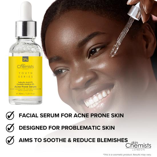 skinChemists Acne Prone Serum Salicylic Acid 2%, Centella Asistica 3% 30ml