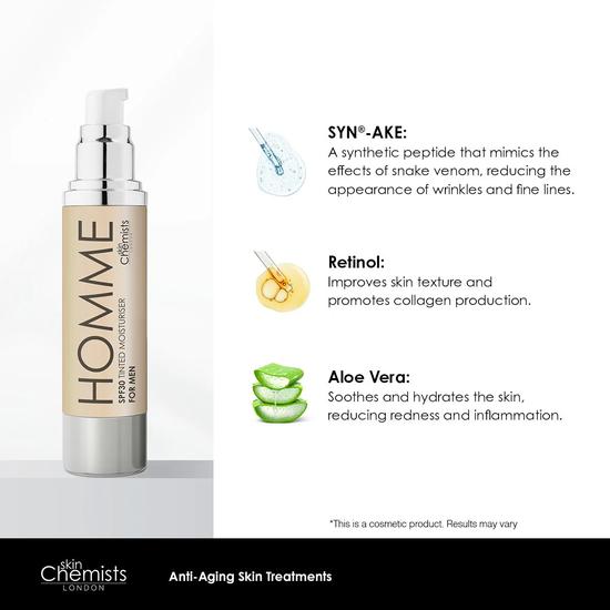 skinChemists Men's Tinted Light Moisturiser SPF 30 50ml