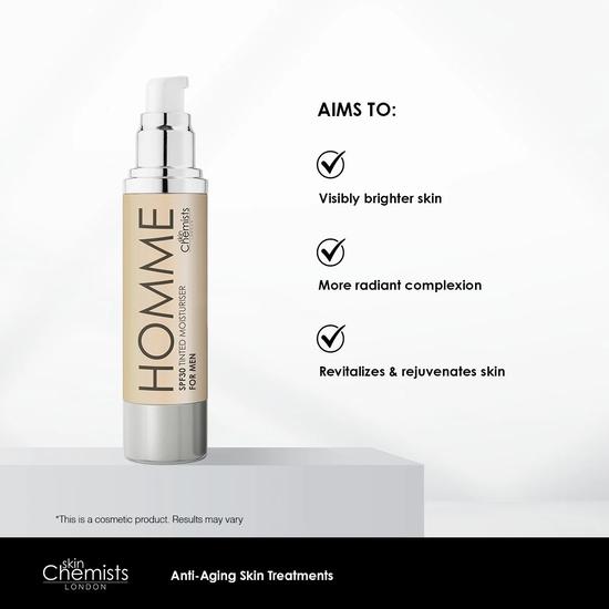 skinChemists Men's Tinted Light Moisturiser SPF 30 50ml