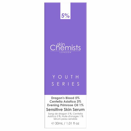 skinChemists Sensitive Skin Serum Dragon's Blood 5%, Centella Asistica 3%, Evening Primrose Oil 1% 30ml